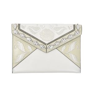NEW REBECCA MINKOFF Leo Clutch White & Ivory NWOT